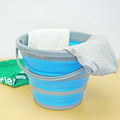 Foldable Silicone Collapsible 2.65 Gallon Bucket - Durable Blue Storage Container for Camping, Outdoor, Travel, and Household Use by