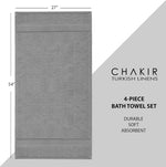 4 Piece Bath Towel Set, 100% Cotton Luxury Turkish Towels for Bathroom, Soft Absorbent Bath Towels, 27 X 54 Inches, Gray