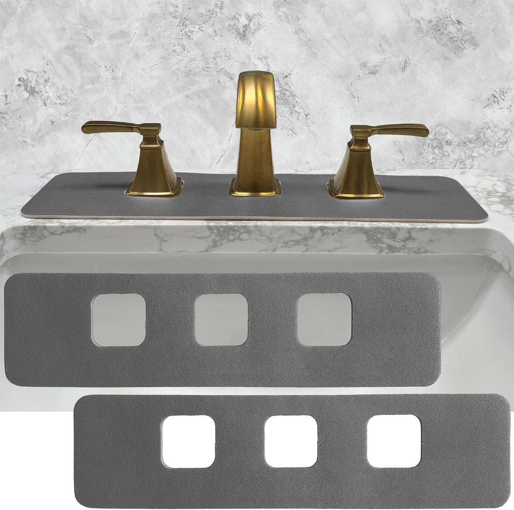 Faucet Mat Bathroom Sink 3-Square-Hole :  Diatomite Rubber Bathroom Sink Splash Guard 3 Square Hole 2 Pack (Dark Gray)
