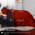 King Size Comforter Set - Red and Black King Comforter, Soft Bedding Sets for All Seasons - 3 Pieces - 1 Comforter (104"X92") and 2 Pillow Shams(20"X36")