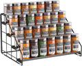Spice Rack Organizer for Cabinet, 4 Tiered Spice Rack Organizer, Tiered Adjustable Spice Shelf for Kitchen Countertop Organization, Bright Black