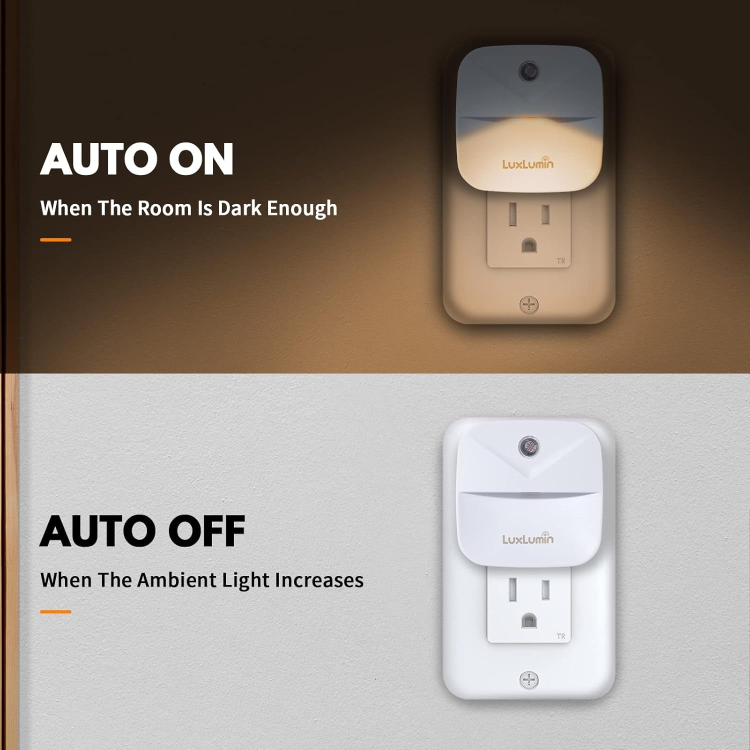 LED Night Lights Plug into Wall with Dusk-To-Dawn Sensor, Automatically Turn on and Off,Night Light for Kids,Bedroom,Bathroom,Stairs,Warm White, 6 Packs