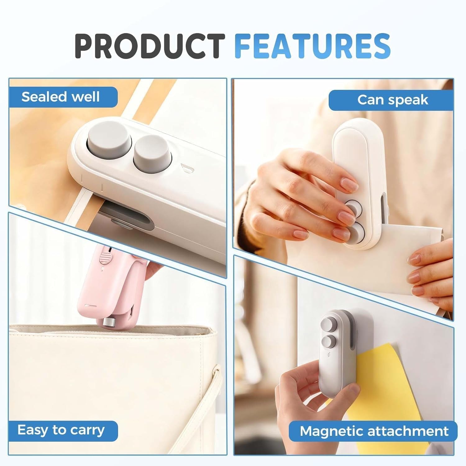 Mini Bag Sealer, 2 in 1 Portable Handheld Vacuum Food Storage Sealer Portable Bag Sealer Heat Seal, Vacuum Food Sealer Bag Sealing Machine for Plastic Bags Snack Bags (White)