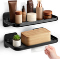 2Pc Wall Mounted Floating Shelf, Self Adhesive Small Shelf, No Drill Shelves for Wall, Floating Shelves Damage-Free Expand Walls Space for Living Room Kitchen Bathroom (Black)