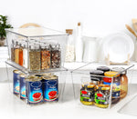 6 Pack Clear Stackable Storage Bins with Lids, Large Plastic Containers with Handle for Pantry Organizer and Storage,Perfect for Bathroom,Cabinet,Kitchen,Fridge,Closet Organization