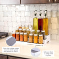 3â€“Tier Expandable Plastic Spice Rack - Adjustable Length, Stability with Non-Skid Shelf, Three Tiers for Easy Visibility, Organizer for Kitchen Cabinet, Pantry or Countertop, White/Grey