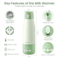 Portable Bottle Warmer for Travel, 3Min Fast Heating Bottle Warmer for Breastmilk & Water, 12 Oz Milk Warmer with Precise Temp Control and 9000Mah Long-Lasting Battery for Travel, Car, Outdoor