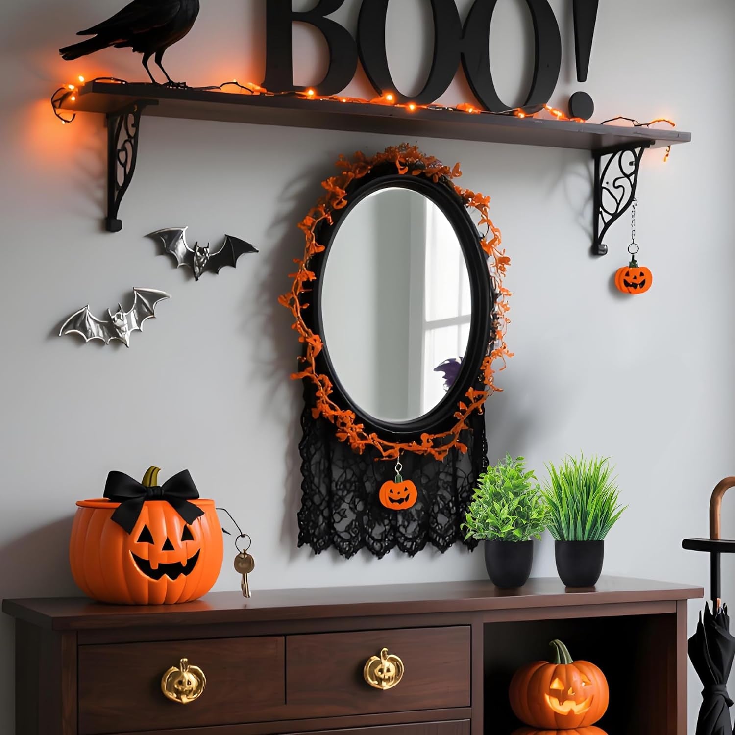 Fake Plants 4 Packs Artificial Plants Small Faux Plants Black Bathroom Accessories for Halloween Bathroom Home Kitchen Coffee Table Office Desk Decor Indoor