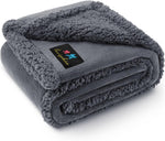 Waterproof Pet Blanket, Liquid Pee Proof Dog Blanket for Sofa Bed Couch, Reversible Sherpa Fleece Furniture Protector Cover for Small Medium Large Dogs Cats, Dark Gray Small（40" X 28"）