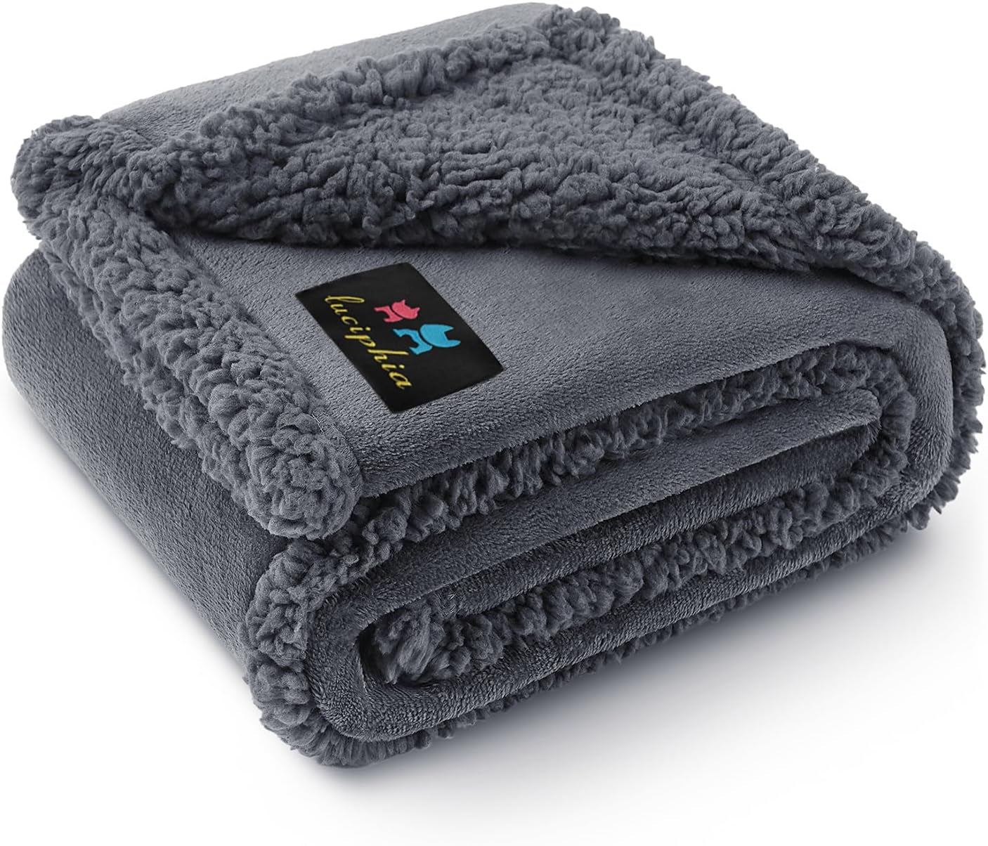 Waterproof Pet Blanket, Liquid Pee Proof Dog Blanket for Sofa Bed Couch, Reversible Sherpa Fleece Furniture Protector Cover for Small Medium Large Dogs Cats, Dark Gray Smallï¼ˆ40" X 28"ï¼‰