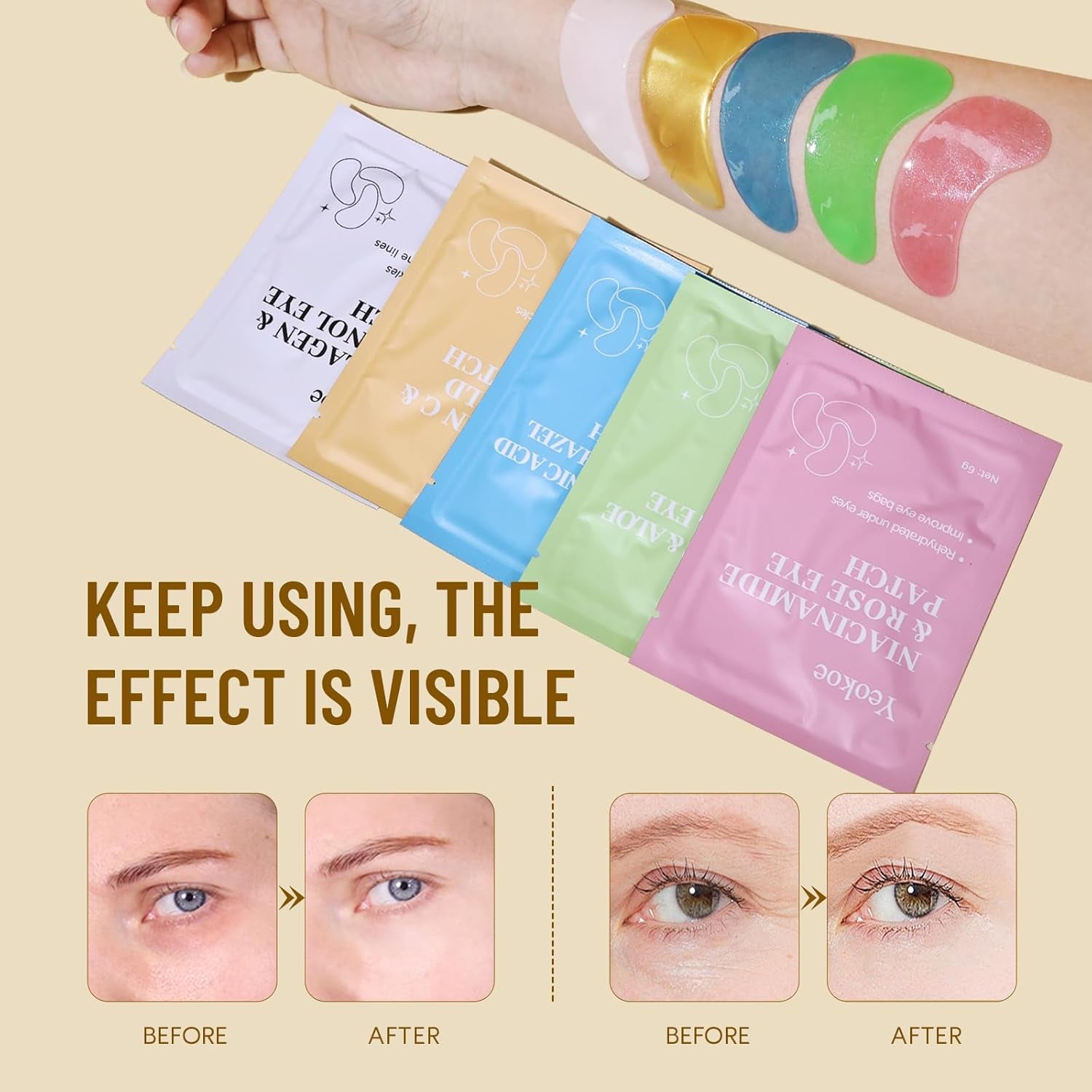 under Eye Patches for Dark Circles,Eye Mask for Puffy Eyes with Collagen,Retinol,Vitmin C,Hyaluronic Acid and Niacinamide Face Masks Skincare Spa Gifts for Woman 20Pairs