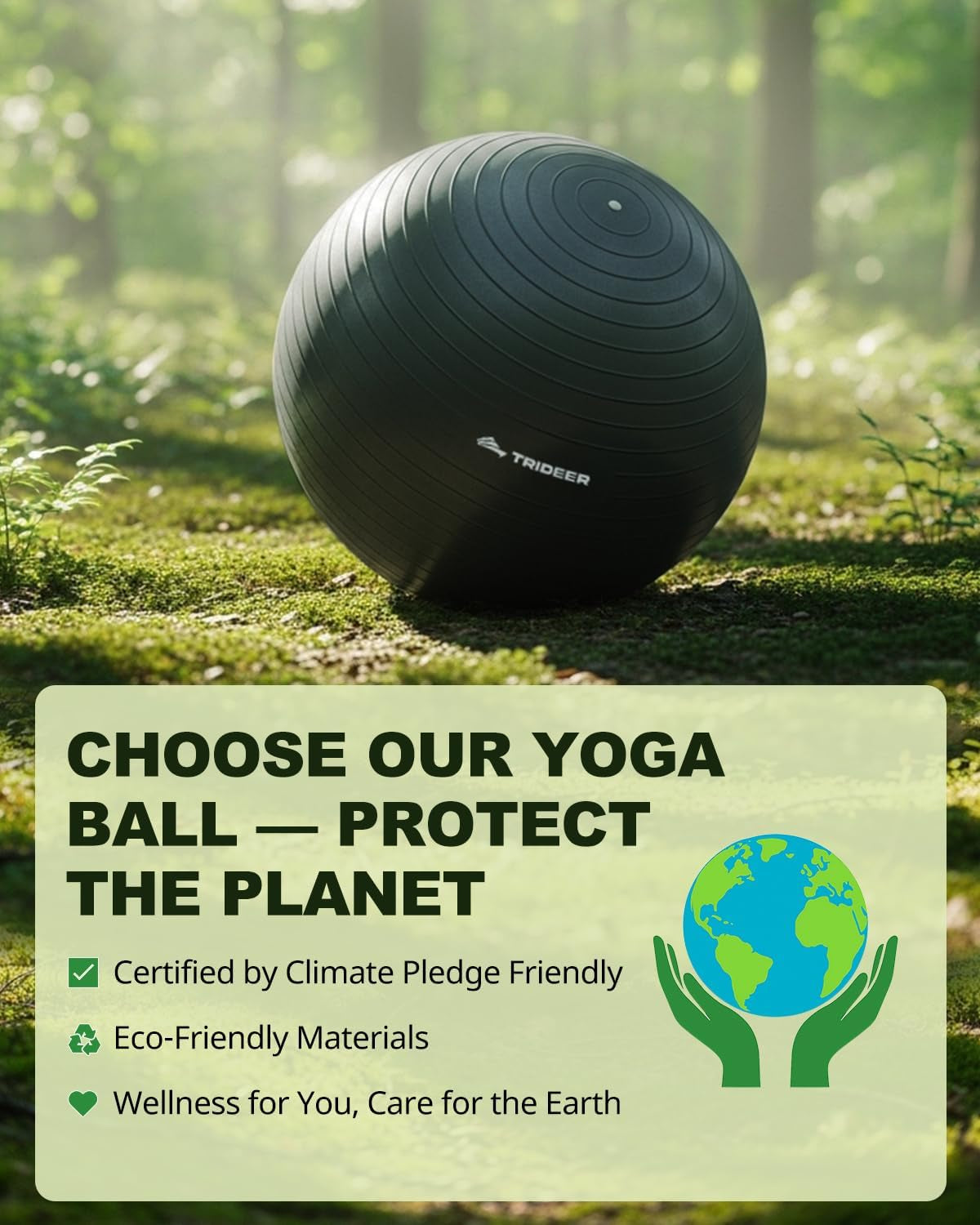 Exercise Ball for Yoga, Pilates & Fitness â€“ Stability Ball Equipment for Home Gym & Office Chair, Core & Balance Training Accessories, Physical Therapy Equipment, Quick Pump Included, 5 Sizes