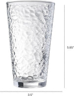 Set of 10 Hammered Glass Cups, 16Oz. Dishwasher Safe Cocktail Drinking Glasses - Clear Heavy Base Stemmed Water Glasses, Tall Beer Glasses, Bar Glass, Juice, Iced Tea, Margarita, & Everyday Drinks.