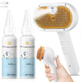 Pet Steam Brush for Dog & Cat – 3-In-1 Spray Hair Removal Comb for Shedding & Grooming, Softens Fur & Reduces Static – Water Brush for Long & Short Coats, Bath-Hating Pets, Includes Waterless Shampoo