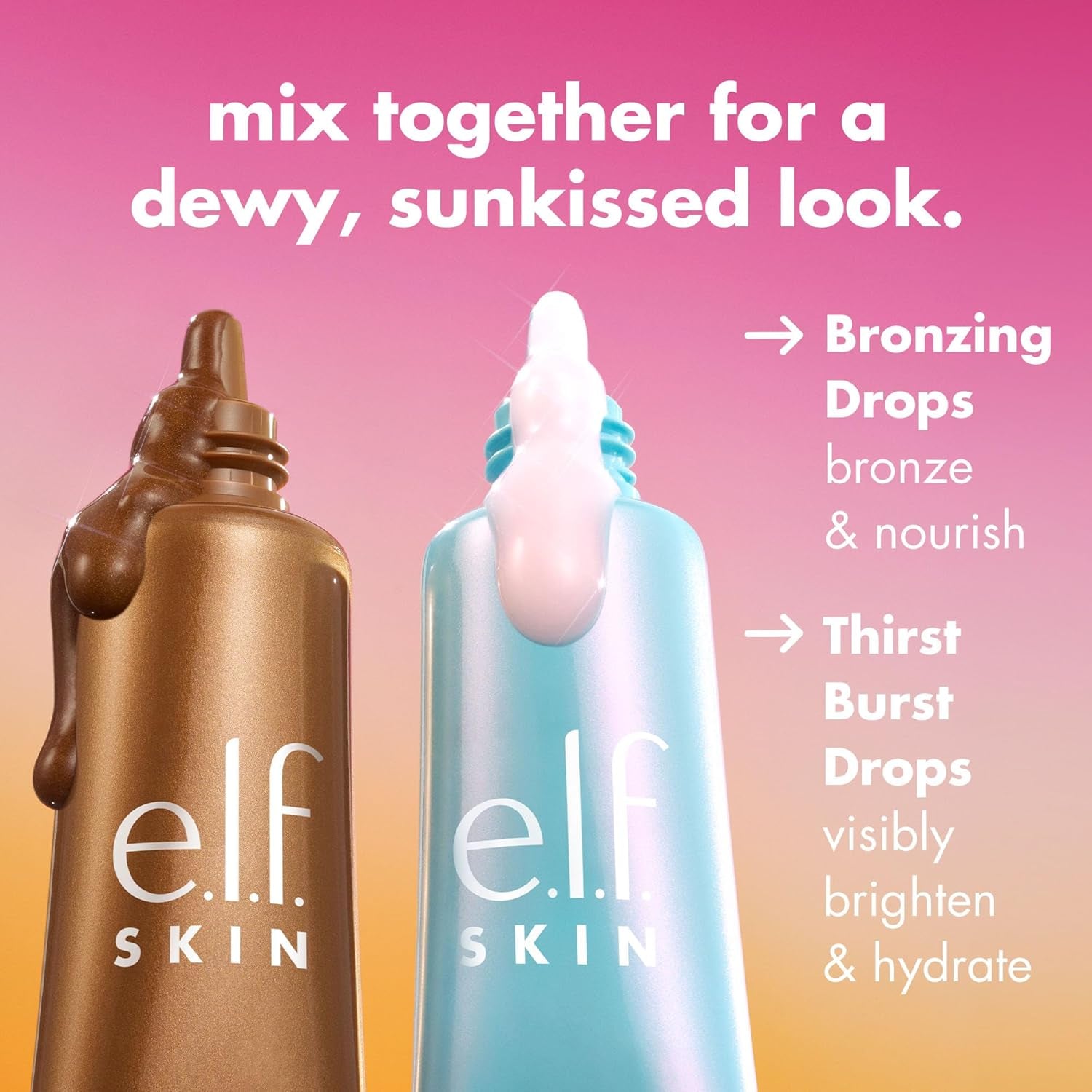 SKIN the Hottest Drops Duo, Holy Hydration! Thirst Burst & Bronzing Skincare Set, for a Dewy, Sun-Kissed Look, Vegan & Cruelty-Free