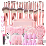 70Pcs Pink Makeup Brushes Set Professional Makeup Kit Multi-Functional Makeup Tool Set with Case Facial Makeup Accessories, Foundation Makeup Brush Kit Eye and Face Make up Brushes & Tools