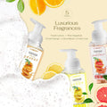 Foaming Hand Soap Pump - 5-PK - Moisturizing Hand Soap Foam with Aloe Vera & Essential Oils - Alcohol-Free Hand Wash in Citrus Blend, Lemon, Orange, Lime, Grapefruit Fragrances for Kitchen & Bathroom