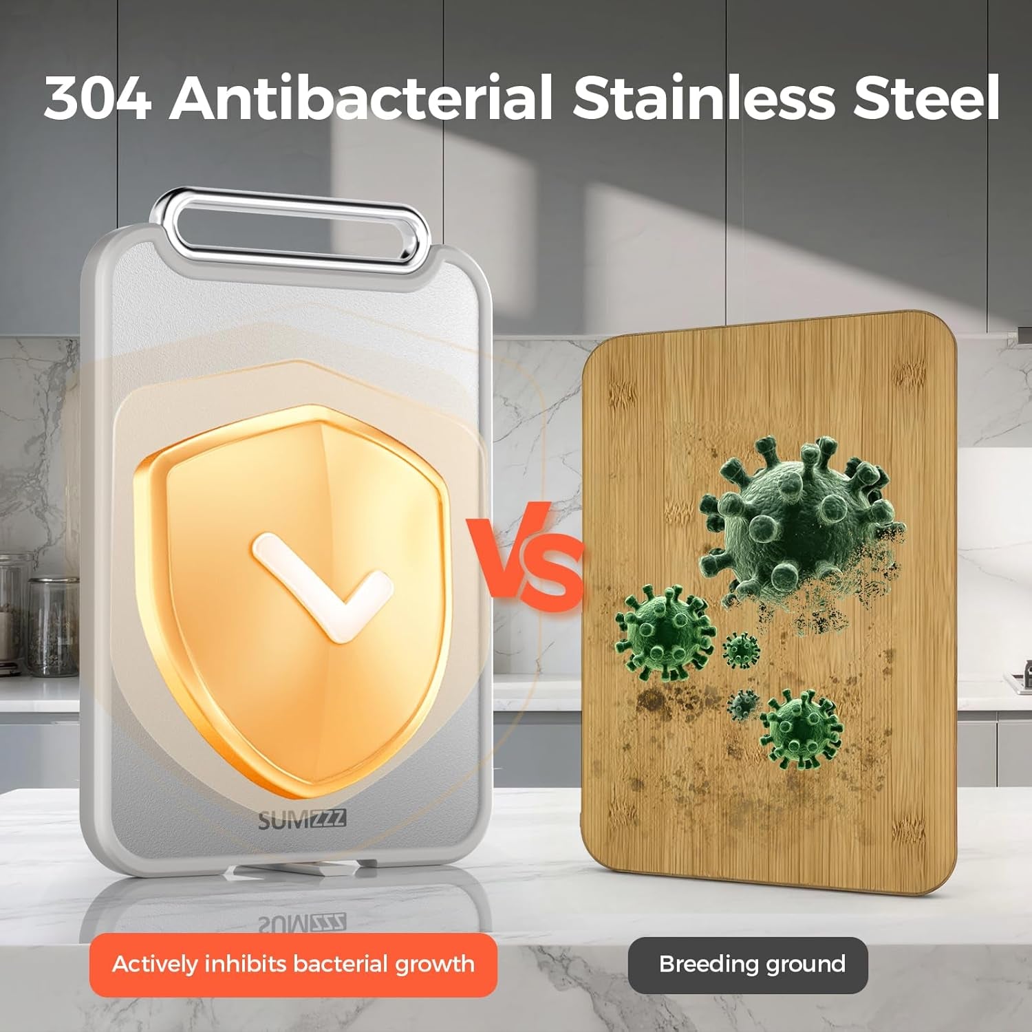 Stainless Steel Cutting Board for Kitchen, 2-In-1 Double-Sided Chopping Board, Dishwasher Safe, Food Grade Stainless Steel/Pp, Easy to Clean, Large Size, Non-Slip, 16"×11"