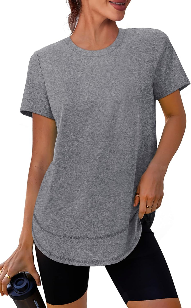 Womens Workout Tops Short Sleeve Shirts Sun Protection UPF 50+ Quick Dry Outfits for Hiking Running S-3XL