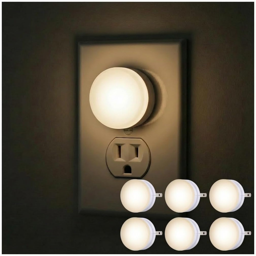 , LED Night Lights Plug into Wall, 6-Pack, Dusk to Dawn Auto On/Off Sensor, Soft White, Plug in Nightlight Perfect for Adults, Kids, Bedroom, Bathroom, Hallway, Kitchen