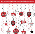 Graduation Decorations 2026 Red and Black, 265Pcs Disposable Tableware Kit for 50 Guests, Plates, Napkins, Cups, Tablecloth and Hanging 2026 Graduation Party Decorations