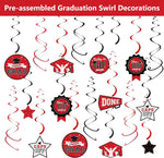 Graduation Decorations 2026 Red and Black, 265Pcs Disposable Tableware Kit for 50 Guests, Plates, Napkins, Cups, Tablecloth and Hanging 2026 Graduation Party Decorations