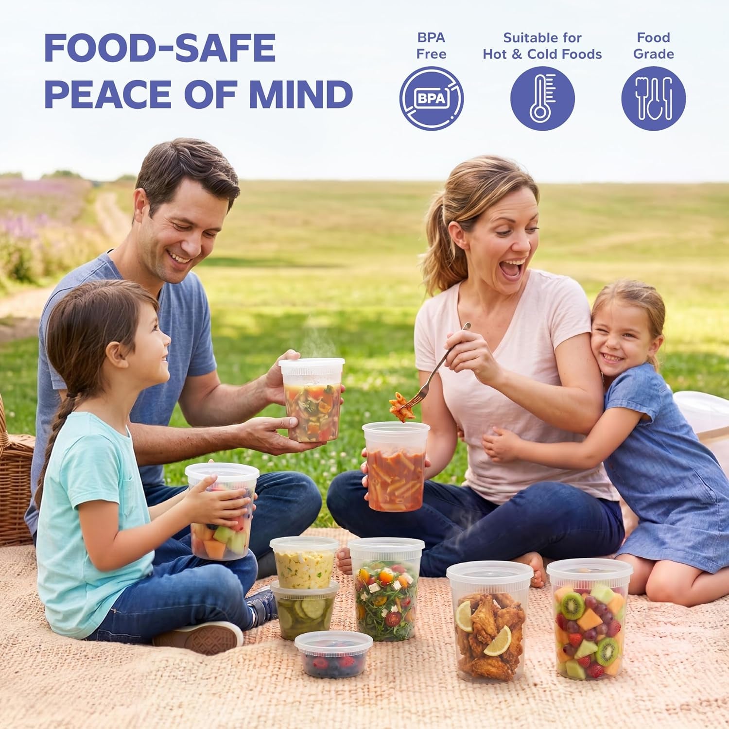 [32 Oz. - 24 Count Plastic Deli Containers with Lids - Disposable Food Storage Containers with Airtight Lids, Ideal for Soups, Stews, and Meal Prep