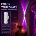 Motion Sensor Wall Light, Rechargeable Peel and Stick on Sconce Set of 2, Wireless No Drill RGB Wall Lamps, Magnetic Battery Operated Indoor Lighting for Hallway, Stairs, Bedroom, Bathroom, Bar Decor