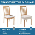 Waterproof Seat Covers for Dining Room Chairs Set of 4, Stretch Jacquard Removable Washable Chair Seat Slipcovers Protector, No Rear Covers, Beige