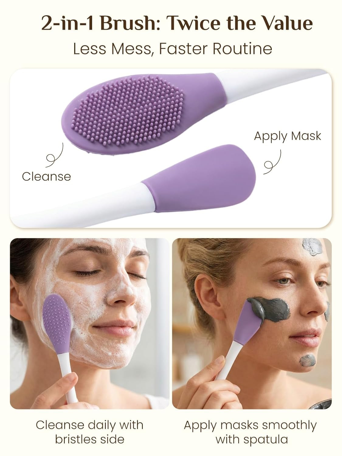 Gua Sha and Face Roller Set: Face Skin Care Tools with Facial Cleansing Brush, 2 Silicone Scrubber Pads & Face Sponge, Travel Bag, Self Care Gift