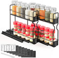 Pull Out Spice Rack Organizer for Cabinet, Heavy Duty Slide Out Seasoning Kitchen Organizer, Cabinet Organizer, with Labels, 5.2" W X10.75 D X10 H, 2 Drawers 2-Tier