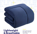 5 Piece Comforter Set Bag Solid Color All Season Soft down Alternative Blanket & Luxurious Microfiber Bed Sheets, Navy, Twin