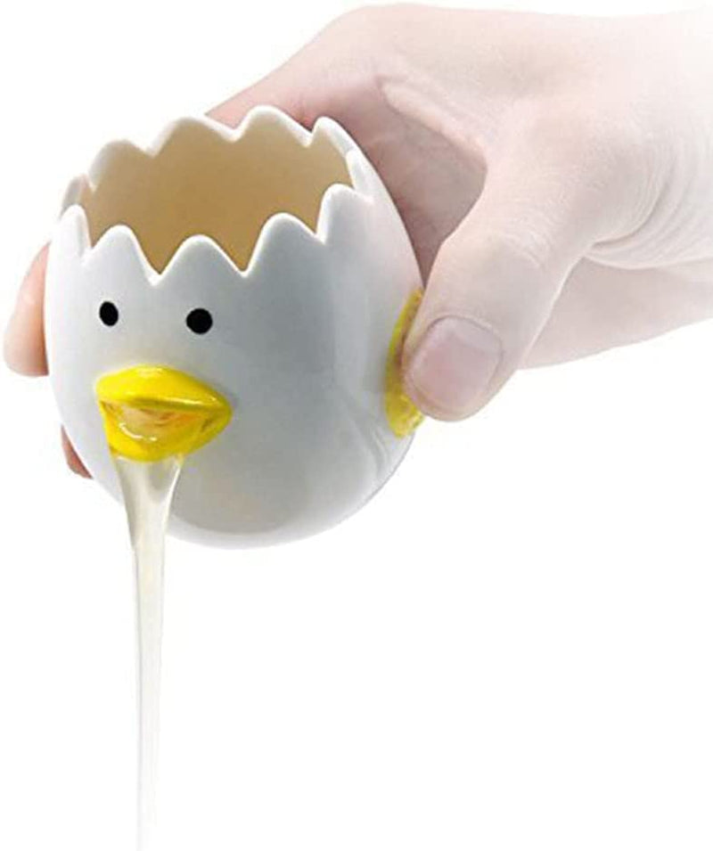 Luococo Cute Egg Separator, Ceramics Vomiting Chicken Egg Yolk White Separator, Practical Household Small Egg Filter Splitter, Kitchen Gadget Baking Assistant Tool, Dishwasher Safe (Yellow)