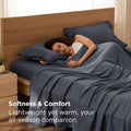 Bedsure California King Sheet Sets - 4 Pieces Soft Cal King Sheets - Breathable & Cooling - Hotel Luxury - Easy Care Polyester Microfiber Bedding for Kids, Women, Men, Dark Grey