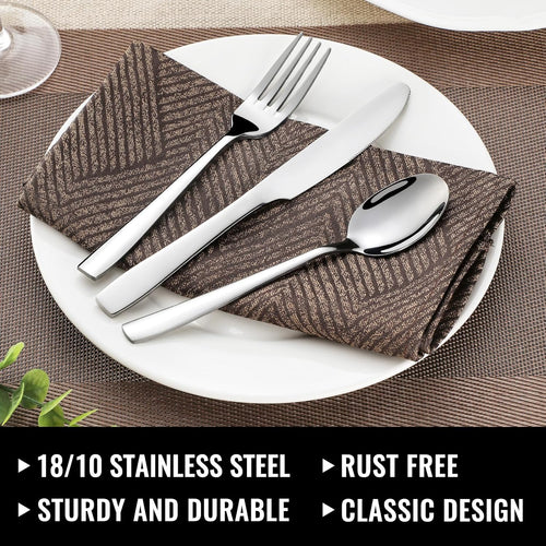 48-Piece Silverware Set with Steak Knives for 8, 18/8 Stainless Steel Flatware Cutlery Set for Home Kitchen Restaurant Hotel, Kitchen Utensils Set, Mirror Polished, Dishwasher Safe