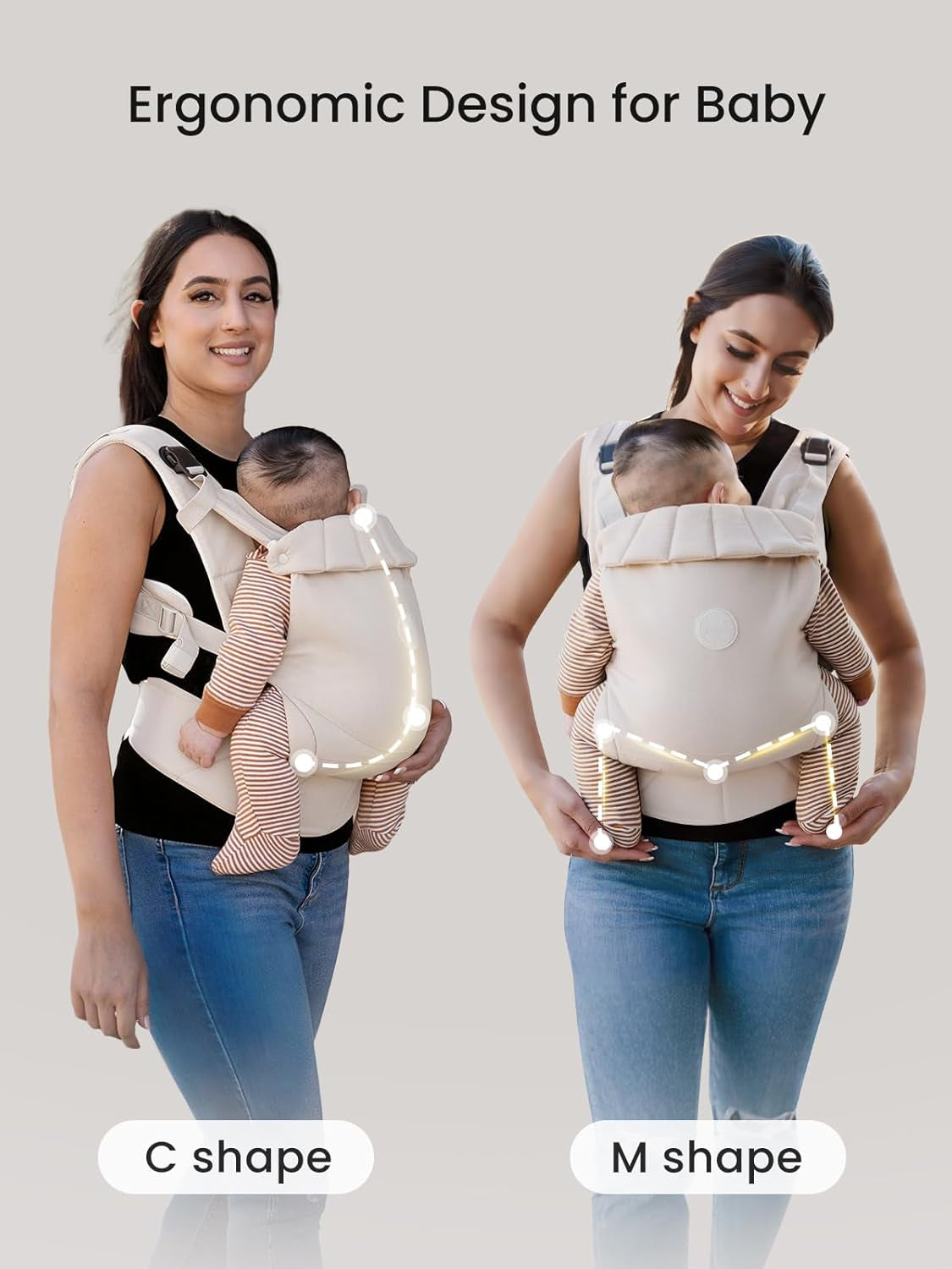 Baby Carrier, One-Click Release Clasp for Easy to Wear, Cozy Wraps Carrier Newborn to Toddler with Head Support(7-44Lbs), Ergonomic & Lightweight for Infant to Toddler, Cream