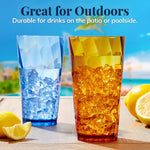 Optix Plastic Reusable Drinking Glasses (Set of 8) 20Oz Water Cups in Jewel Tone Colors | Bpa-Free Tumblers, Made in USA | Top-Rack Dishwasher Safe