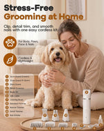 Dog Clippers Grooming Kit Hair Clipper-Low Noise Paw Trimmer- Rechargeable - Cordless Quiet Nail Grinder Shaver for Cats and Other Pets