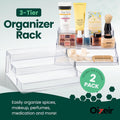 Clear Spice Rack (2-Pack) â€“ 3-Tier Acrylic Organizer for Cabinet â€“ Deep Spice Shelf â€“ 10.4 X 9.6 X 4 Inches â€“ Holds Seasoning and Condiments