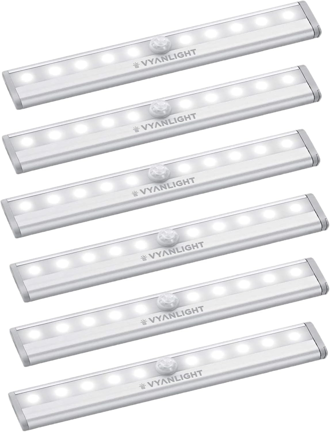 under Cabinet Lighting â€“ Motion Sensor Closet Lights, Battery Operated LED Strip Light Bar, Stick-On Wireless Indoor Lights for Kitchen, Pantry, Hallway, Stairs, 6 Pack