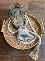 60 Inches Wood Bead Garland,Wooden Beads with Tassels,Farmhouse Beads Rustic Prayer Beads Boho Beads for Farmhouse Tiered Tray Coffee Table Mantel Decor (1 Pack)