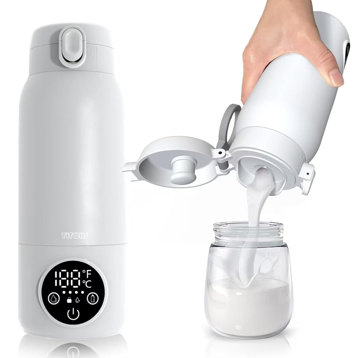 Portable Bottle Warmer, 17Oz Milk & Water Warmer for Travel, Efficient Heating with Preset Temperature, PD Fast Charging, IPX6 Rinseable