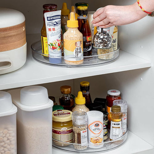 2-Pack Lazy Susan Cabinet Organizer, Plastic Rotating round Lazy Susan Turntable for Cabinet, Pantry, Countertop, Table, Fridge, 10.5 Inch