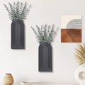 2 Pack Wooden Wall Vase Set - Black Finish Modern Farmhouse & Boho Wall Decor for Entryway, Hallway, Bathroom, Living Room, Dining Room, Narrow Spaces