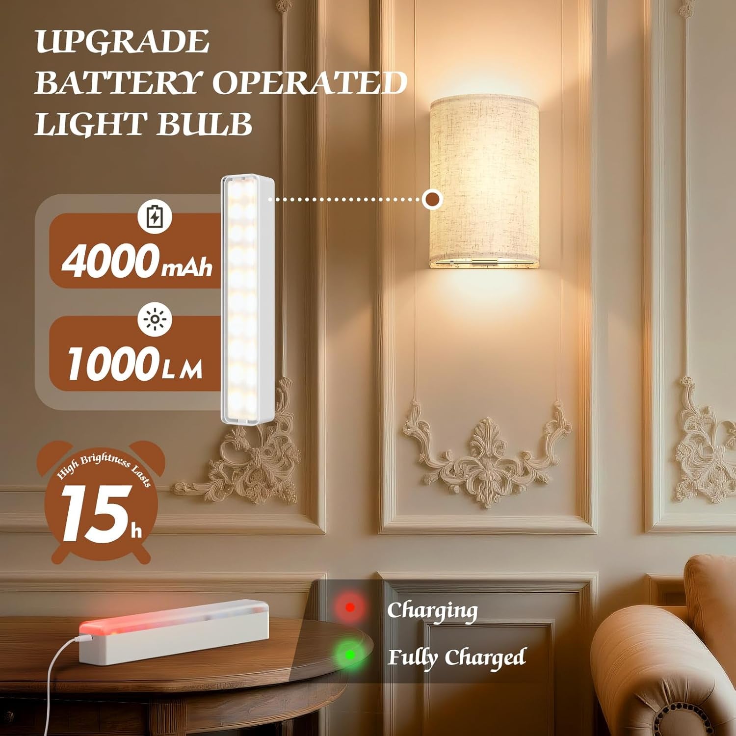 Battery Operated Wall Sconce: Wireless Wall Sconces Set of Two Magnetic Lamp Rechargeable Lights Dimmable with 16 RGB Colors Fabric Linen Shade with Remote Walls Decor for Bedroom Living Room
