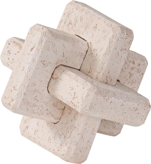 3-Link Knot Resin Travertine Decor, Coffee Table Decor, Book Shelf Entry Table Decoration, Boho Decorative Objects, Aesthetic Accents for Modern Rustic Office Living Room Home DÃ©cor