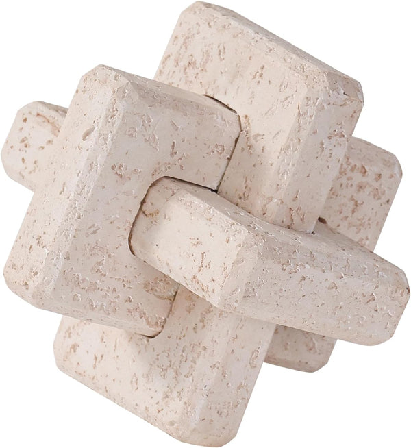 3-Link Knot Resin Travertine Decor, Coffee Table Decor, Book Shelf Entry Table Decoration, Boho Decorative Objects, Aesthetic Accents for Modern Rustic Office Living Room Home DÃ©cor