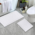 Reversible White Cotton Bath Mat Rug â€“ 17X24, Water Absorbent, Machine Washable Bathroom Rug Mat for outside Bathtub