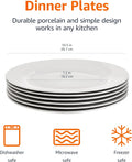 6-Piece White Dinner Plate Set, Microwave and Dishwasher Safe for Everyday Use, 10.5 Inches