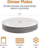 6-Piece White Dinner Plate Set, Microwave and Dishwasher Safe for Everyday Use, 10.5 Inches